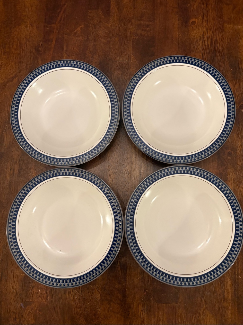 Mikasa Potter’s Touch Aztec Blue Rim Soup/Pasta Bowls - Set of 4